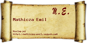 Mathicza Emil névjegykártya